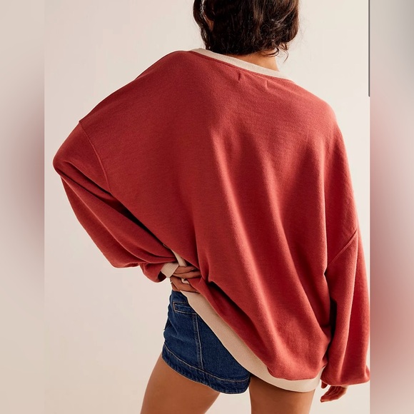 NWOT Free People Classic Crew Colorblock Sweatshirt - Picture 3 of 14